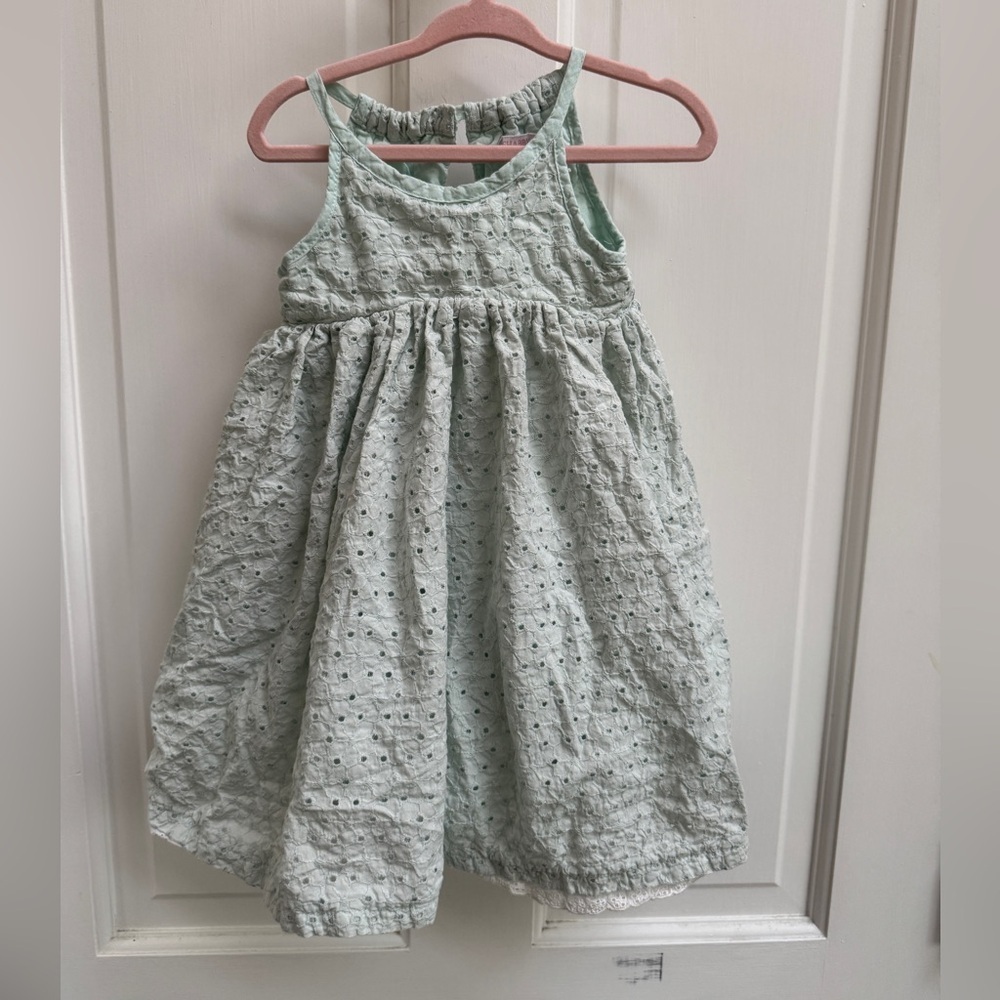 Shabby Chic 2T Girls Blue/Green Color Sleeveless Eyelet Dress